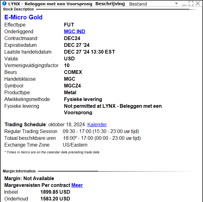 Mini Gold future (QO) & de Micro Gold Future (MGC)